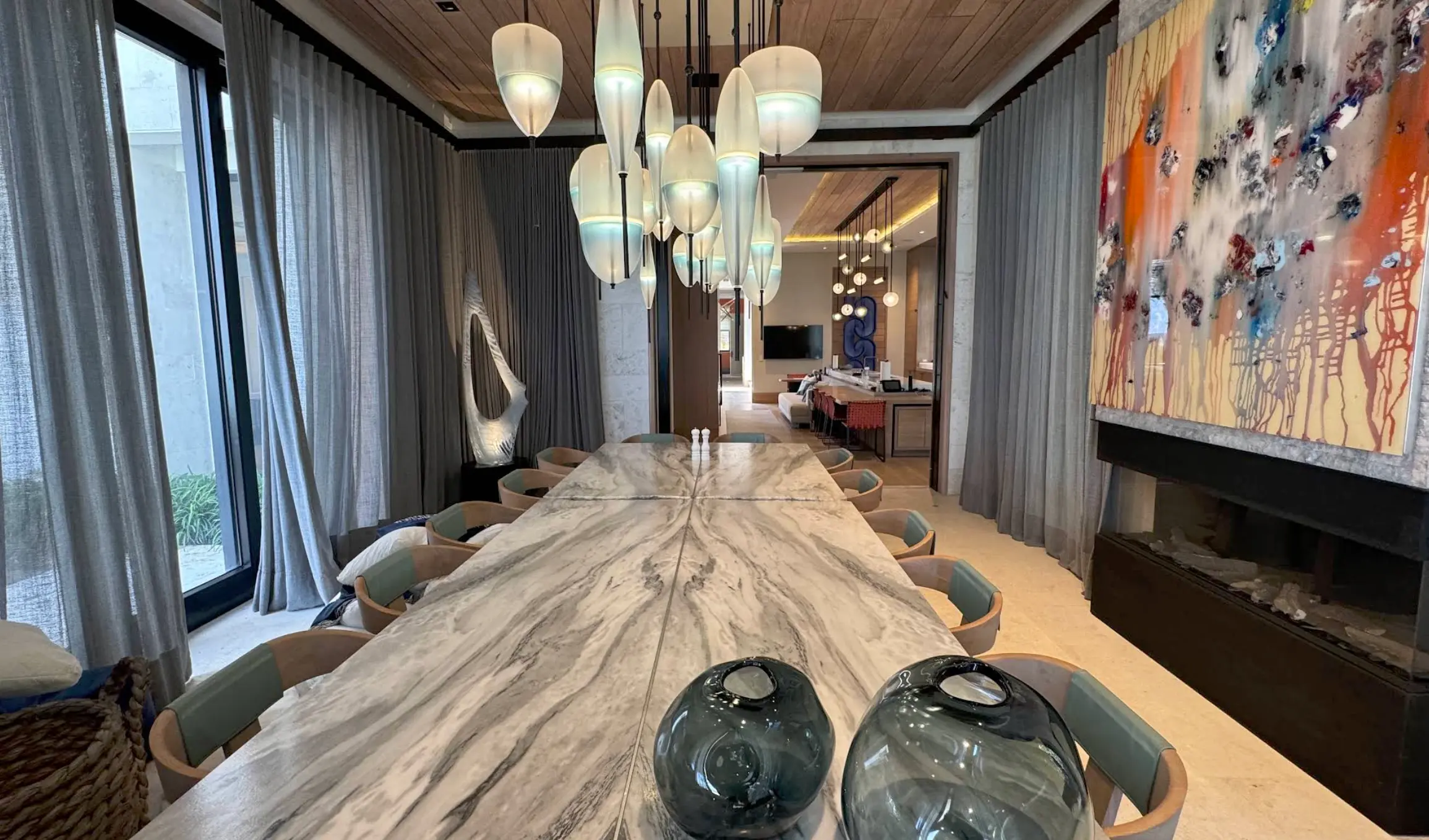 Marble dining room floor in a Nassau home serviced by LongBeth Cleaning Solutions